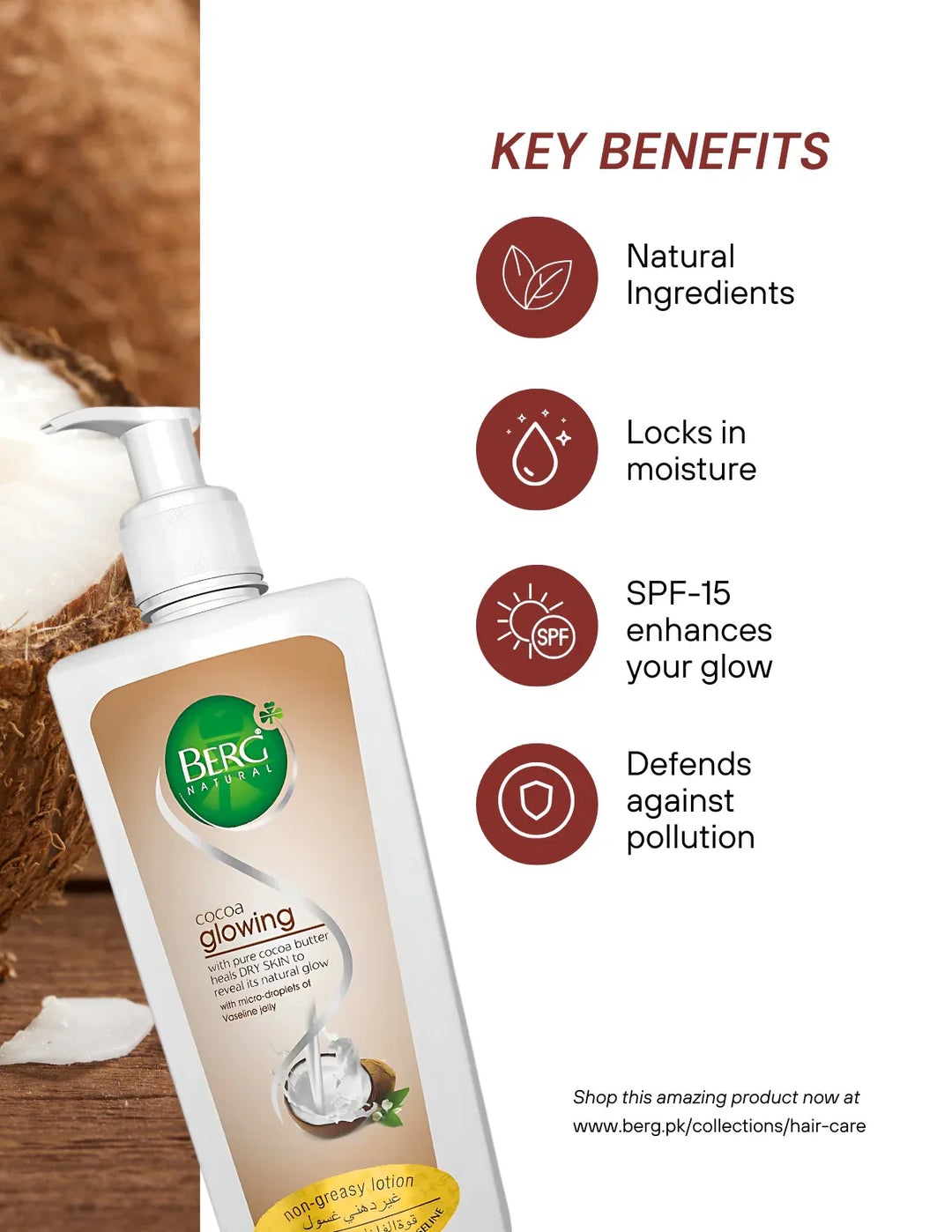 Berg Natural Cocoa Glowing Moisturizing Lotion - berg.pk