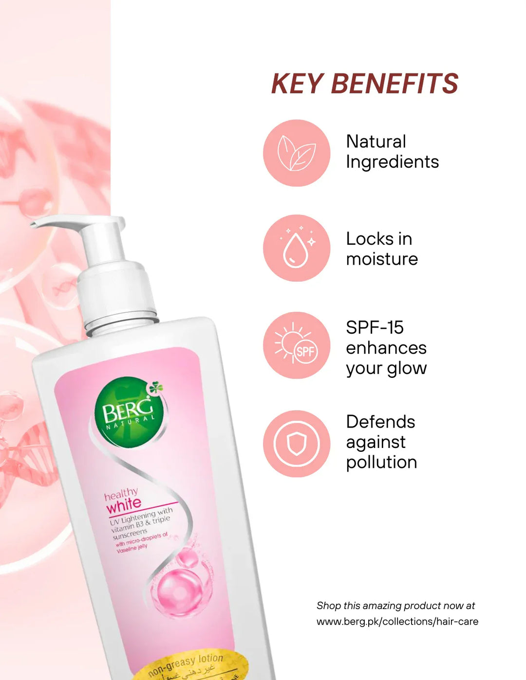 Berg Natural Healthy White Moisturizing Lotion - berg.pk