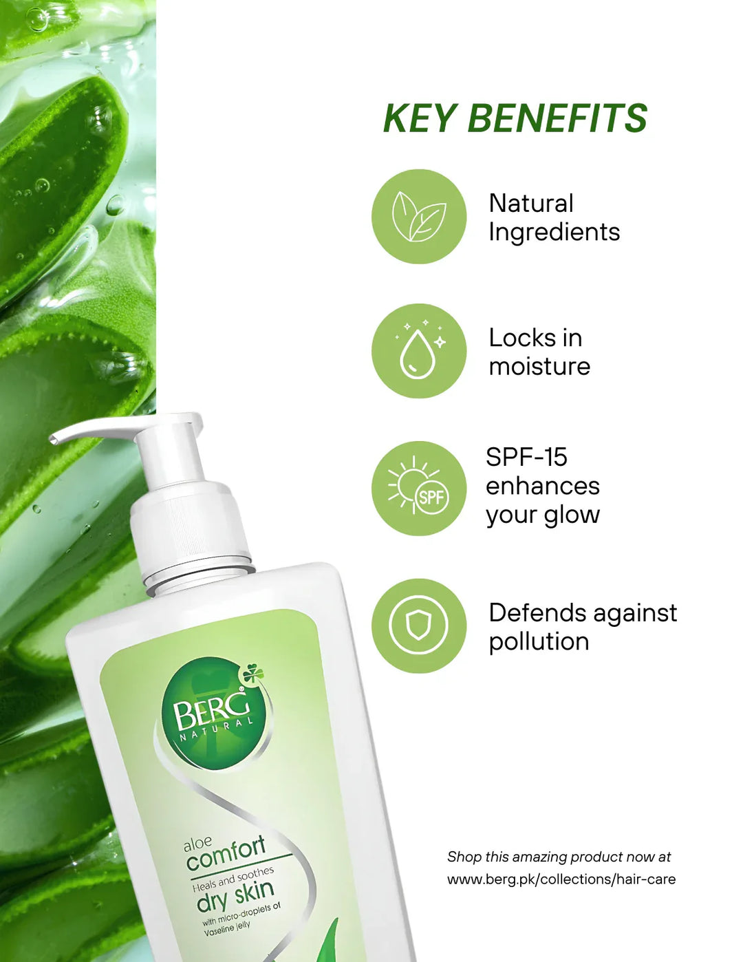 Berg Natural Aloe Comfort Moisturizing Lotion - berg.pk